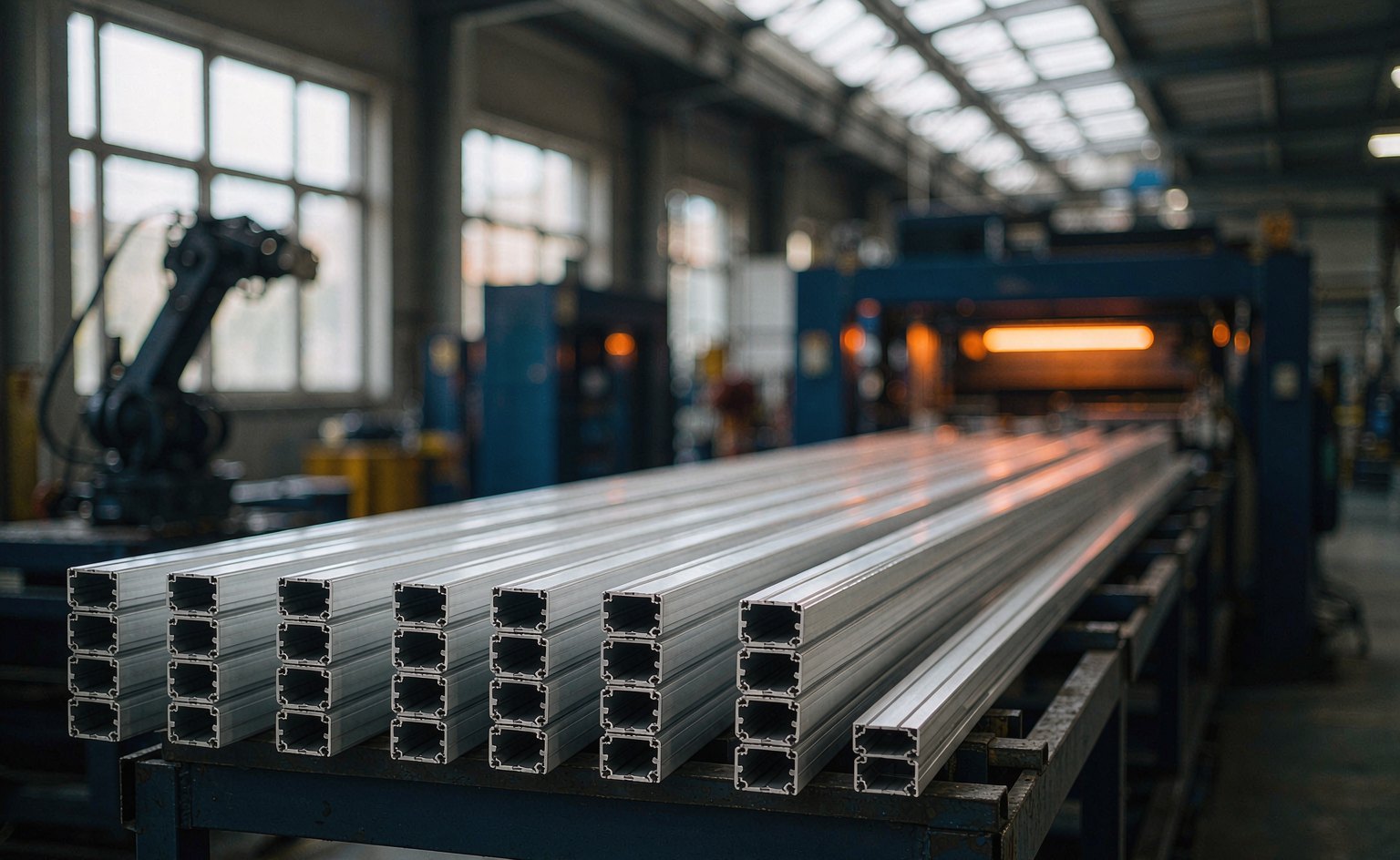 Anodised aluminium LED profiles on the production line