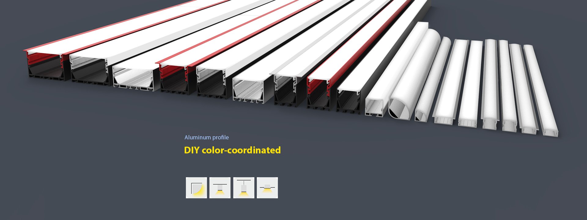 Anodised aluminium profiles for LED strip